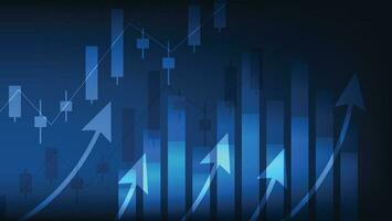 Financial business statistics with bar graph and candlestick chart show stock market background vector