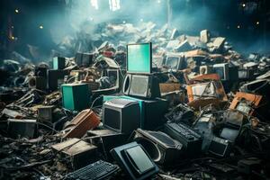 Electronic waste disposal site, ai generative photo
