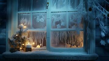 Ice and Frost Form on Window Stock Image - Image of cozy