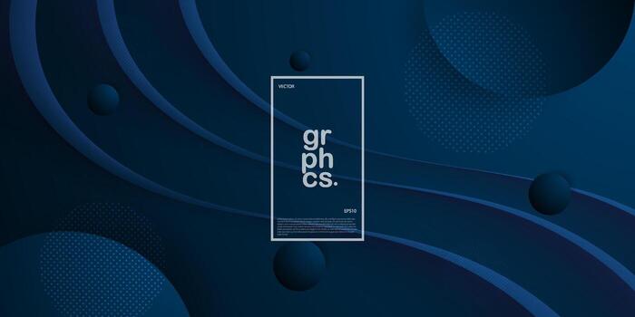 Abstract geometric dark blue background with wave shape, circle pattern, and shadows . 3d look and cool design . Eps10 vector