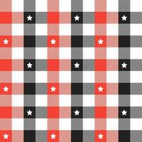 Red and black plaid pattern with star background. plaid pattern background. plaid background. Seamless pattern. for backdrop, decoration, gift wrapping, gingham tablecloth, blanket, tartan. vector