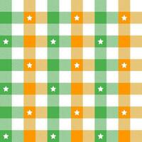St. Patrick's day plaid pattern with star background. plaid pattern background. plaid background. Seamless pattern. for backdrop, decoration, gift wrapping, gingham tablecloth, blanket, tartan. vector