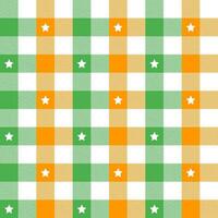 St. Patrick's day plaid pattern with star background. plaid pattern background. plaid background. Seamless pattern. for backdrop, decoration, gift wrapping, gingham tablecloth, blanket, tartan. vector