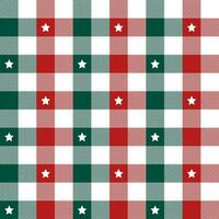 Christmas plaid pattern with star background. plaid pattern background. plaid background. Seamless pattern. for backdrop, decoration, gift wrapping, gingham tablecloth, blanket, tartan. vector