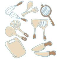 vector illustration of kitchen equipment icons