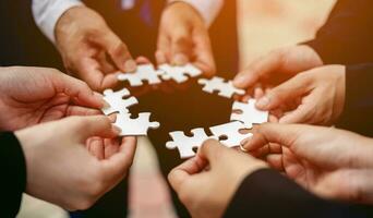 Jigsaw combines the energy of teamwork. The importance of working as a team Join groups to work and complete successful errands. Pieces Keywords in Great Teamwork photo