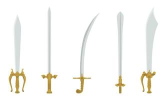 Collection of swords of various shapes flat design vector