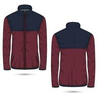 Casual zipper jacket mockup front and back view. Vector illustration