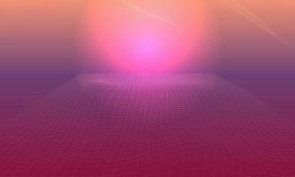 Retro style abstract sunset background. Retro background futuristic landscape 80s vector