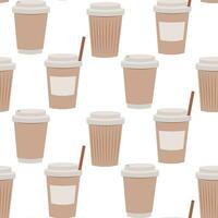 Seamless pattern with coffee cup paper container take away. coffee shop wrapping paper vector