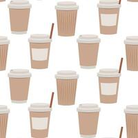 Seamless pattern with coffee cup paper container take away. coffee shop wrapping paper vector