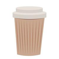 Isolated coffee cup paper container take away with lid in cartoon style on white. mock up vector