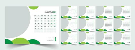 Calendar 2024 planner corporate template design set. Week starts on Monday. template for annual calendar 2024 vector