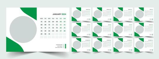 Calendar 2024 planner corporate template design set. Week starts on Monday. template for annual calendar 2024 vector