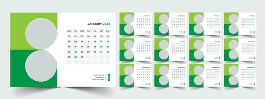 Calendar 2024 planner corporate template design set. Week starts on Monday. template for annual calendar 2024 vector