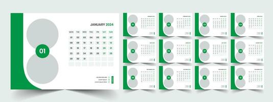 Calendar 2024 planner corporate template design set. Week starts on Monday. template for annual calendar 2024 vector
