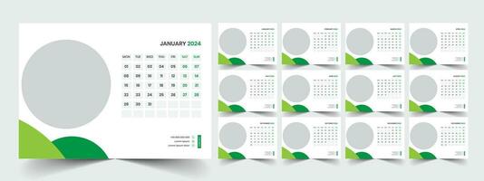 Calendar 2024 planner corporate template design set. Week starts on Monday. template for annual calendar 2024 vector