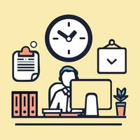 Office manager wall clock icon vector