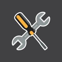 A wrench and a wrench icon on a gray background vector