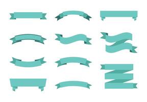 Set of flat blue ribbons, banners and ribbons vector