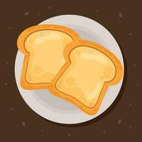 Toast vector illustration on a plate