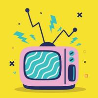 An illustration of a television with lightning bolts vector