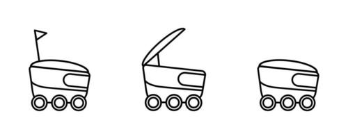 Set robots delivery on the side. flat style. Icon. Vector illustration. Food safe and good delivered by robot. Icon line.