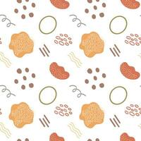 Seamless Pattern abstract boho with various shapes isolated on white background. Warm colors vector