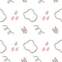 Seamless boho pattern with colorful line shape. Cartoon design collection isolated on white background. vector