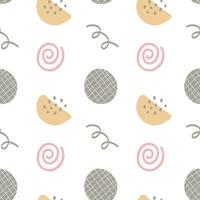Abstract Boho Seamless Pattern. Various shapes. Isolated on white background. vector
