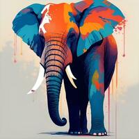 adult elephant drawn using WPAP art style, pop art photo