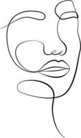 Female abstract face portrait drawing of a female face in a minimalist line style vector