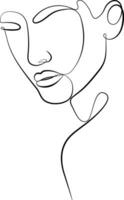 Female abstract face portrait drawing of a female face in a minimalist line style vector