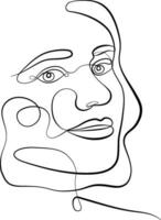 Female abstract face portrait drawing of a female face in a minimalist line style vector