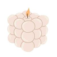 Scented burning candle. Decorative design elements. Hand drawn vector illustration isolated on light background in modern trendy flat cartoon style.