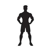 A logo of standing man vector isolated silhouette design gym concept