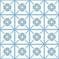Traditional ancient greek or mediterranean ornament with square tiles, blue and yellow elements. Vector abstract seamless pattern.