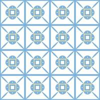 Traditional ancient greek or mediterranean ornament with square tiles, blue and yellow elements. Vector abstract seamless pattern.