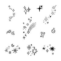 collection of doodle stars, vector illustration