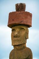 The ancient moai on Easter Island of Chile photo