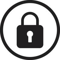 Lock icon in a circle isolated on white background . Vector illustration
