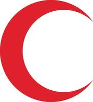 Red crescent moon icon vector isolated on white background