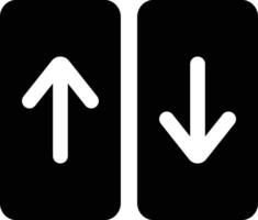 Elevator icon with up and down arrows isolated on white background . Vector illustration
