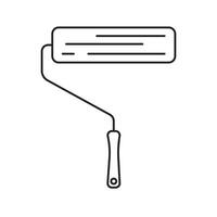 Vector illustration in flat style. Paint roller icon, outline in doodle style.