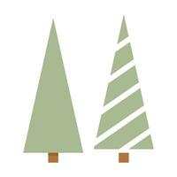 Christmas flat green trees without decorations vector