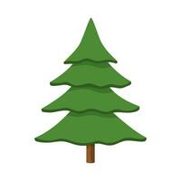 Isolated green cartoon Christmas tree. Coniferous forest tree pine. Cartoon flat style. Symbol of Christmas and New Year. Vector illustration.