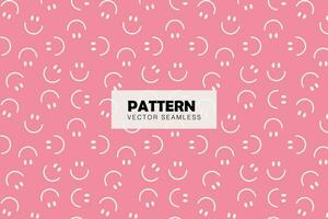 Smiley shape white lines pink background seamless repeat cute pattern vector