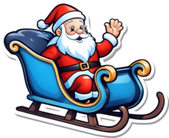 Papa Noel claus montando en un trineo, dibujos animados clipart ai generativo, navidad iconos, festivo símbolos, fiesta estación, Navidad decoraciones png