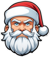 santa claus cartoon face with beard and mustache ai generative png