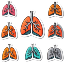 lungs and lungs set of stickers ai generative png